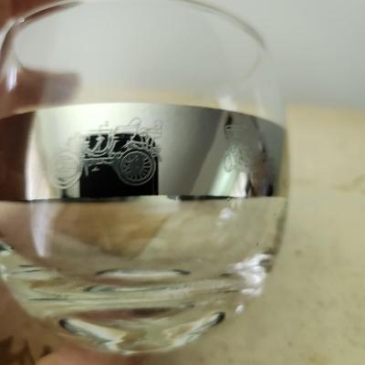 12 Mid Century MCM Low Ball Barware Glasses Antique Cars
