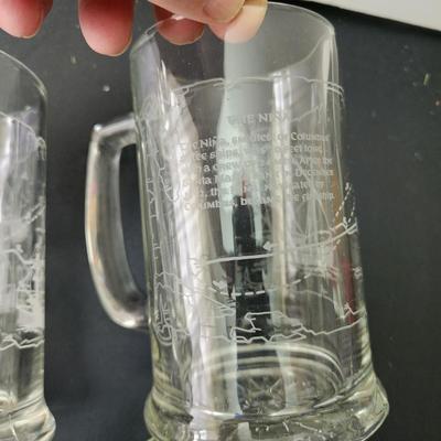 8 Vintage Heavy Glass Drinking Beer Mugs Tankards Sailing Nautical DÃ©cor