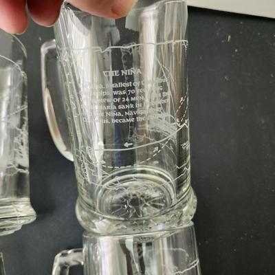 8 Vintage Heavy Glass Drinking Beer Mugs Tankards Sailing Nautical DÃ©cor