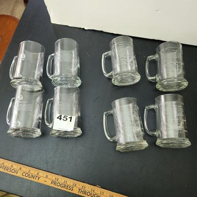 8 Vintage Heavy Glass Drinking Beer Mugs Tankards Sailing Nautical DÃ©cor