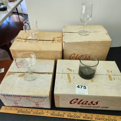 lot of 4 different Mid Century sets of Glasses total 22 glasses