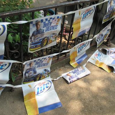 LOT 90:  Very Long Plastic Miller Lite Racing Banner For Party or Beer Tent