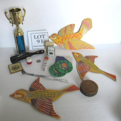 Junk Lot, SAS Shoe Horn, Old Deer Tag, Unmarked Trophy, Thermometer, More