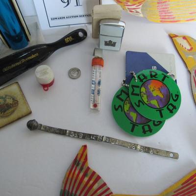 Junk Lot, SAS Shoe Horn, Old Deer Tag, Unmarked Trophy, Thermometer, More