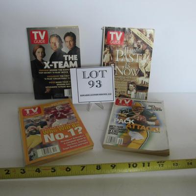 4 Older TV Guides, 1997 on 3 and the Favre One is 2002