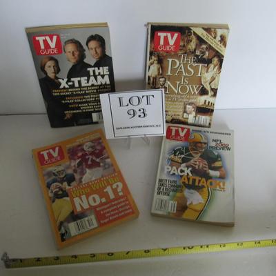 4 Older TV Guides, 1997 on 3 and the Favre One is 2002