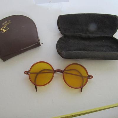 Old Plastic Sunglasses in Old Case, Gillette Shaver Partial Set