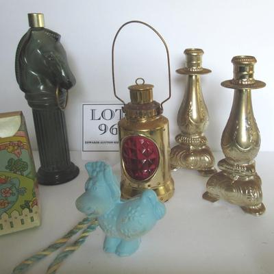 Lot of Large Avon Bottles and Soap on Rope Cow