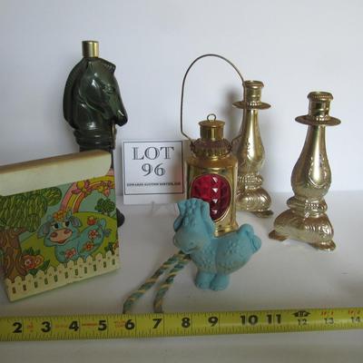 Lot of Large Avon Bottles and Soap on Rope Cow