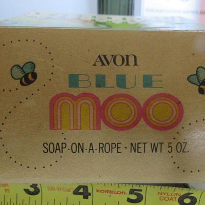 Lot of Large Avon Bottles and Soap on Rope Cow