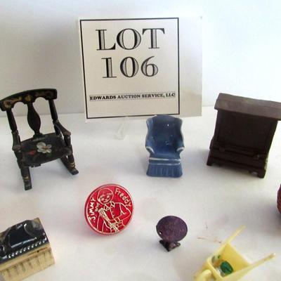 Lot of Miniature Toys, Aluminum Toy Silverware, Tiny Metal Table