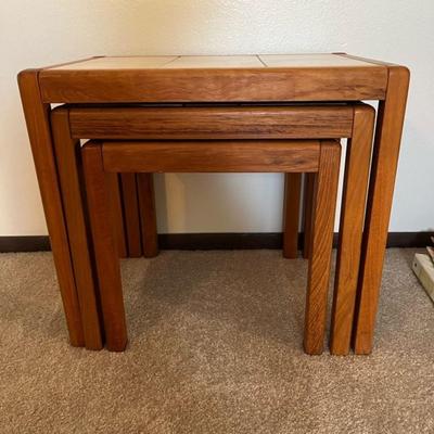 3 Vintage Mid Century Danish Modern Toften Mobelfabrik Teak Tile Top Nesting Tables (selling for $1,000=) Denmark