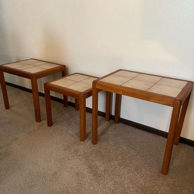 3 Vintage Mid Century Danish Modern Toften Mobelfabrik Teak Tile Top Nesting Tables (selling for $1,000=) Denmark