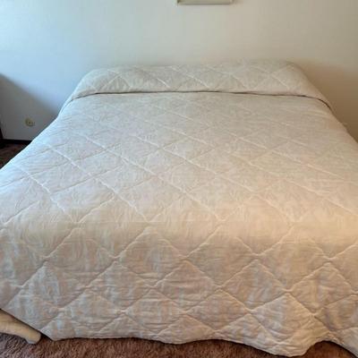 SEALY S&F Dalmore Plush King Double Pillow Top Bed Mattress, Boxspring, frame + all bedding included! RARELY USED in excellent condition