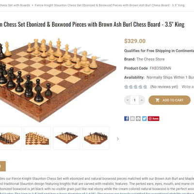 Beautiful Wooden Chess Board with box (MSRP: $250-330)
