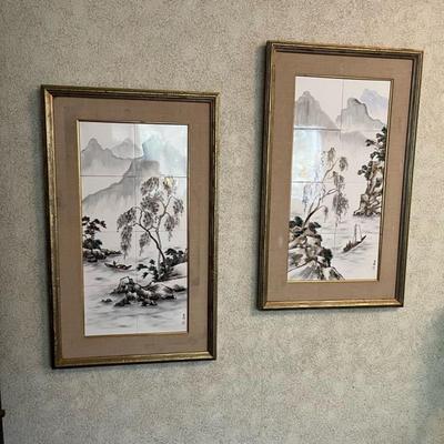 Gorgeous Japanese Framed Tile Art on tile (1-2 of 4)