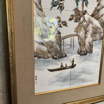 Gorgeous Japanese Framed Tile Art on tile (3-4 of 4)
