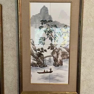 Gorgeous Japanese Framed Tile Art on tile (3-4 of 4)
