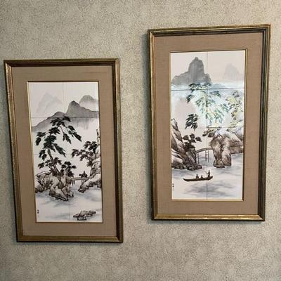 Gorgeous Japanese Framed Tile Art on tile (3-4 of 4)