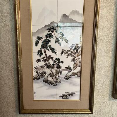 Gorgeous Japanese Framed Tile Art on tile (3-4 of 4)
