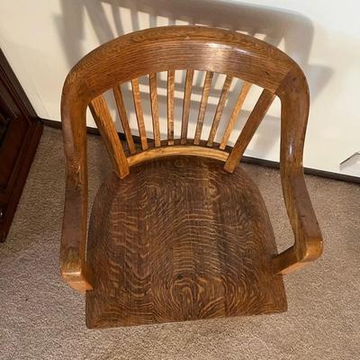 Milwaukee Chair Co. Oak Bankers Courtroom Desk Captains Chair -matching desk!