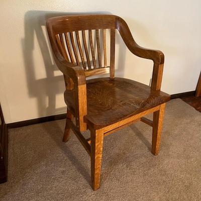 Milwaukee Chair Co. Oak Bankers Courtroom Desk Captains Chair -matching desk!