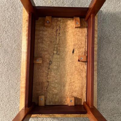 Beautiful wooden side table (appears top has been added)