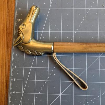 Brass Wood Horse Head Shoehorn