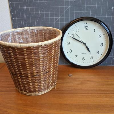 Waste Basket + Black Clock