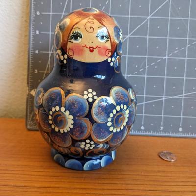 Annushka Blue Nesting Doll Matryoshka Wood Stacking Nesting Set by Gegol