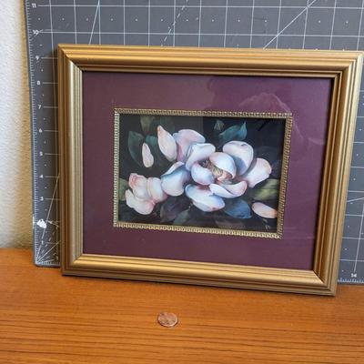 Framed Floral Print with Gold Frame