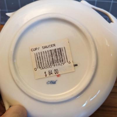 Franz Porcelain Butterfly Teacup, Saucer, & Spoon (Original MSRP: $84