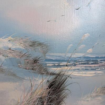 Original Framed Winter Seagull Painting by Judy