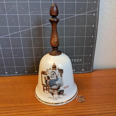 Norman Rockwell Bell "Triple Self-Portrait" The Danbury Mint Made in West Germany 1979
