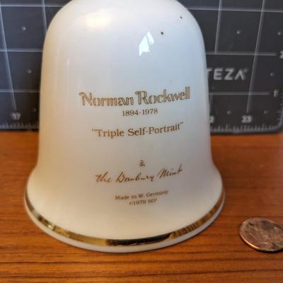 Norman Rockwell Bell "Triple Self-Portrait" The Danbury Mint Made in West Germany 1979