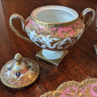 Superior Nippon Hand Painted China Set gold & pink