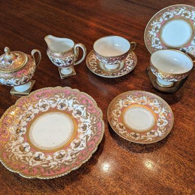 Superior Nippon Hand Painted China Set gold & pink