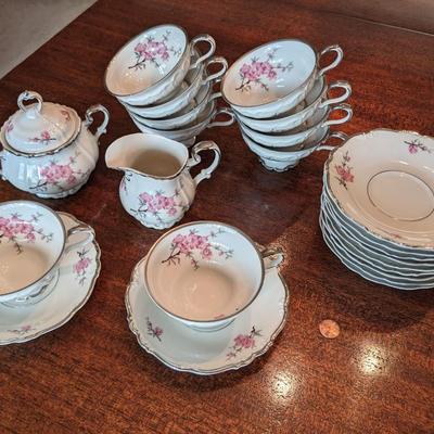 Edelstein Bavaria Madam Butterfly 10 piece tea set + sugar & creamer china (made in Germany)