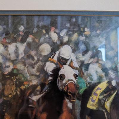 Art in Motion Michael McCartie Horse Racing Jockey Derby Art Print matted & Framed