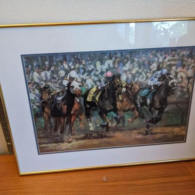 Art in Motion Michael McCartie Horse Racing Jockey Derby Art Print matted & Framed