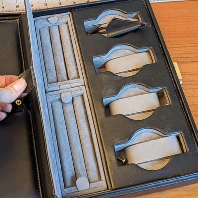 Leather watch, ring, jewelry case