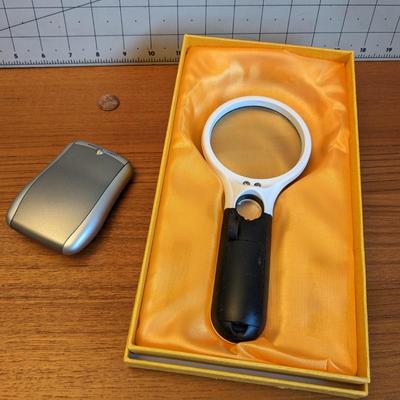 Sharp Travel alarm + LED double lens high grade magnifier for reading/identification