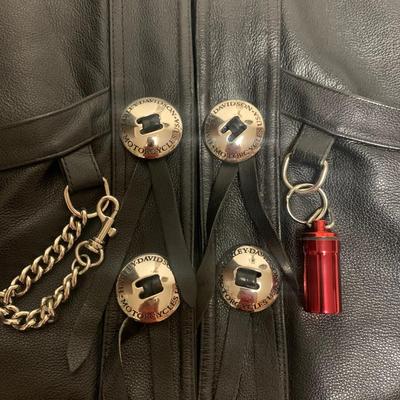 Harley Davidson Leather Vest with pins (size Large - adjustable sides)