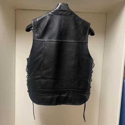 Harley Davidson Leather Vest with pins (size Large - adjustable sides)
