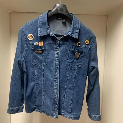Denim Jacket with pins/patches - Ladies of Harley Davidson Denim Jacket with pins 