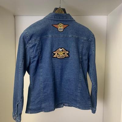 Denim Jacket with pins/patches - Ladies of Harley Davidson Denim Jacket with pins 