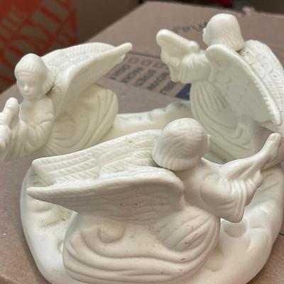 Avon Porcelain Angel Pillar Candle Holder