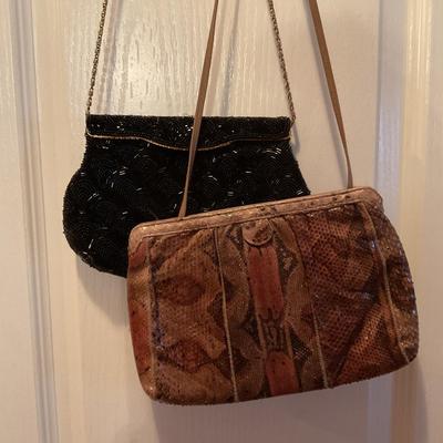 Vintage Pursesâ€”1 Snake Skin & 1 Black Beaded Purse