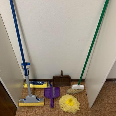 Misc. Cleaning Supply Bundle: Mop + replacement sponge + broom + dustpan
