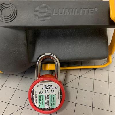 Flash Light, Door Stop, Lock (with combo), & Twine